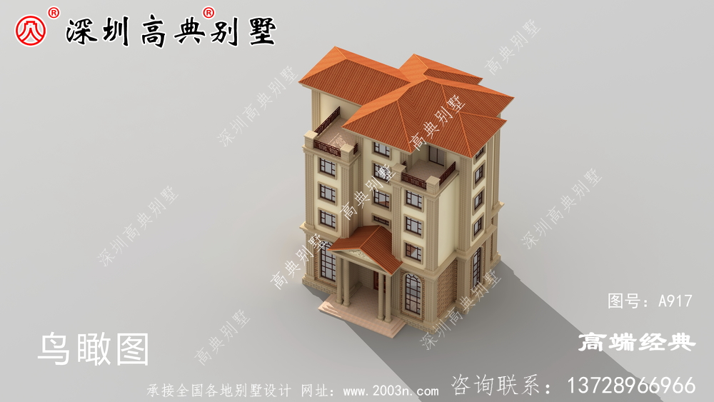 歐式六層洋樓外觀圖,外觀美觀,符合農(nóng)村住宅設(shè)計。