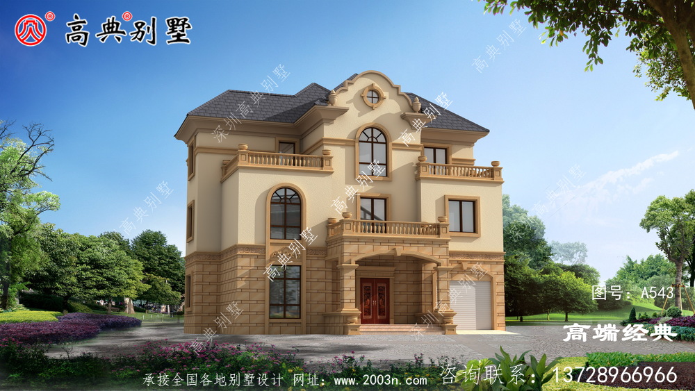 帶車庫的三層戶型外觀簡單大方非常符合現代人的審美標準